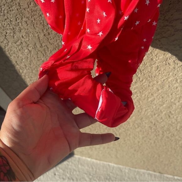 NWT Zara red & white star lace up bodysuit Sz M - Picture 3 of 10